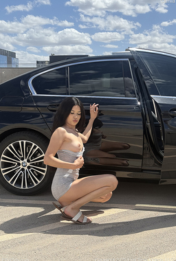 Delicious Babe Camila Posing Naked By A Car