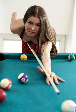 Hottest Schoolgirl Olivia Playing Pool