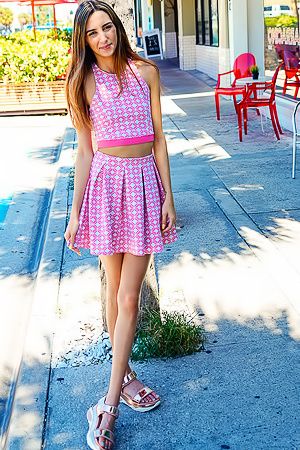 Natalia Teasing Outdoors In Summer Dress